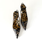 Vintage Roberto Cavalli Leopard Floral Cutout Slingback Heels (37)