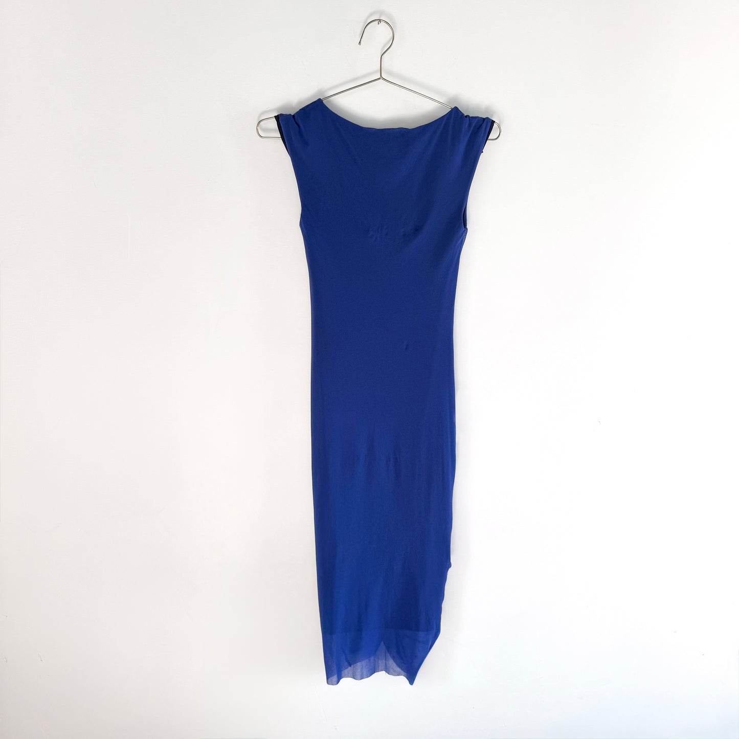 Vintage Fuzzi Ruched Ruffle Mesh Midi Dress Y2K Made in Italy