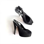 Giuseppe Zanotti Black Platform Peep Toe Slingback Heels (39.5)