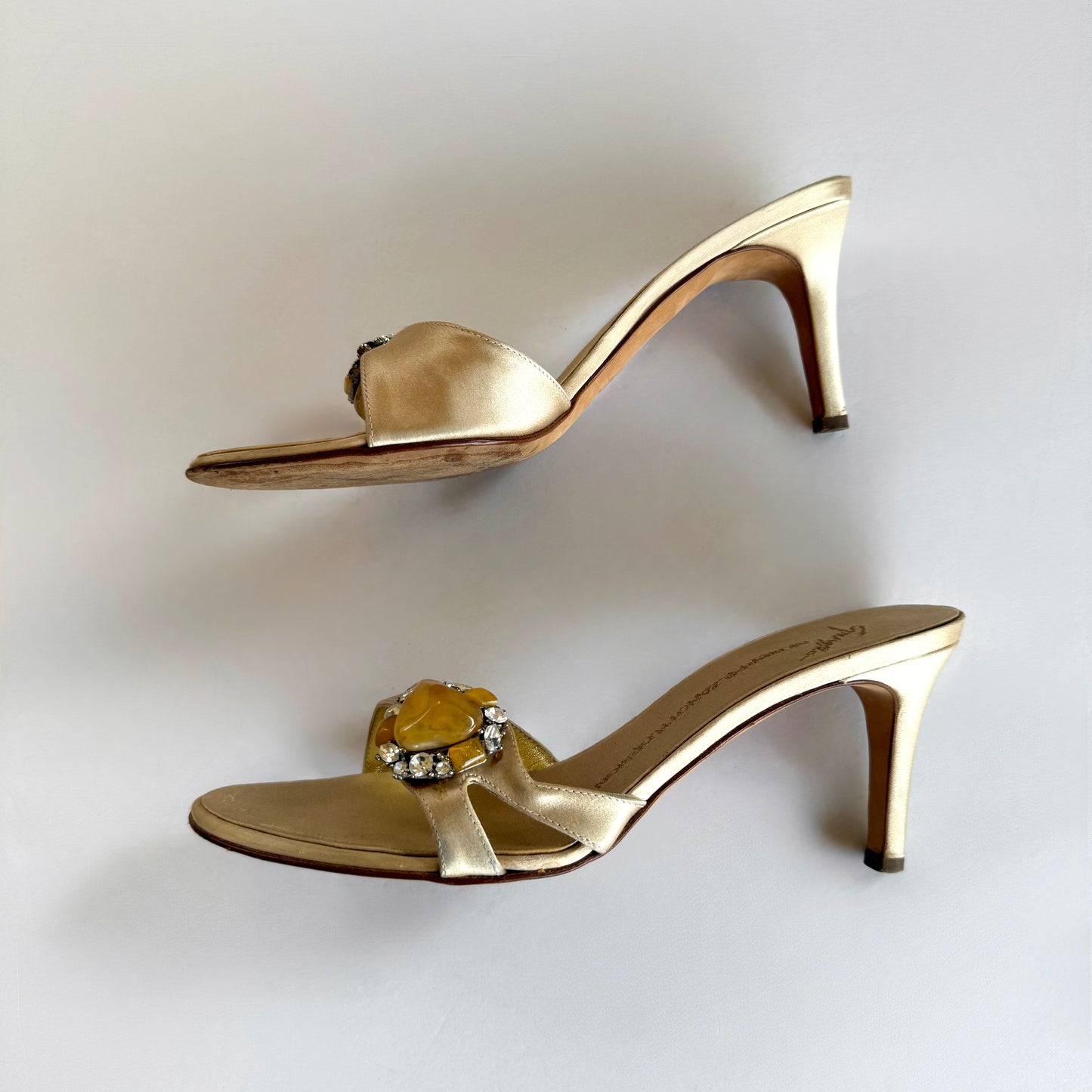 Vintage Giuseppe Zanotti Satin Sandal Jeweled Heels (7)