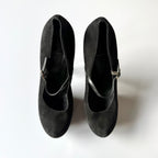 Vintage Fendi Black Suede Mary Jane Platforn Heels (39)