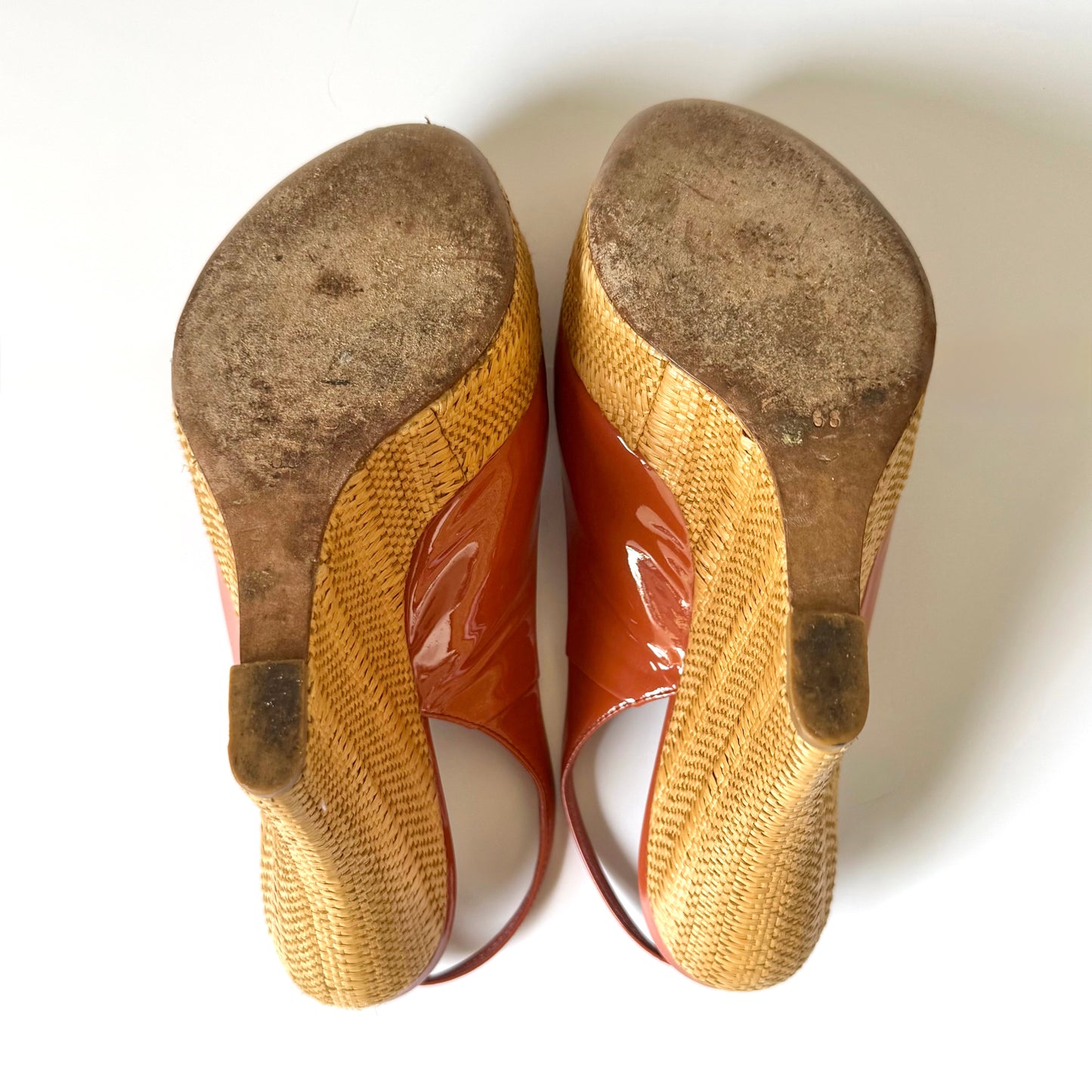 Vintage Gucci Patent Leather Platform Wedges (38)