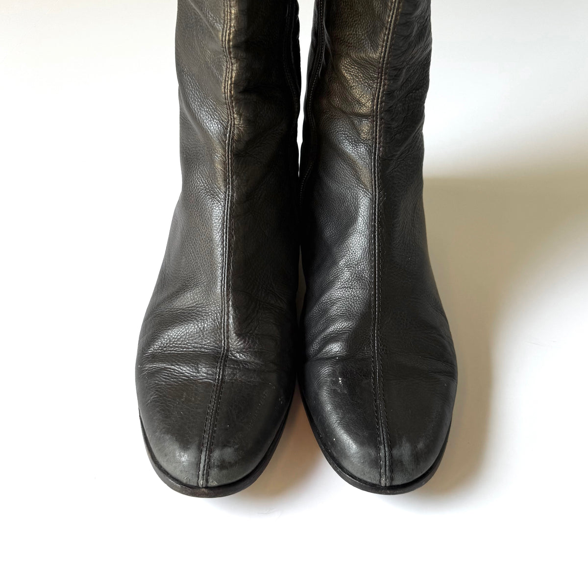 Vintage Jimmy Choo Black Leather Knee High Boots (37.5)