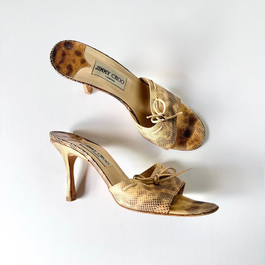Jimmy Choo Snakeskin Sandal Heels (39.5)