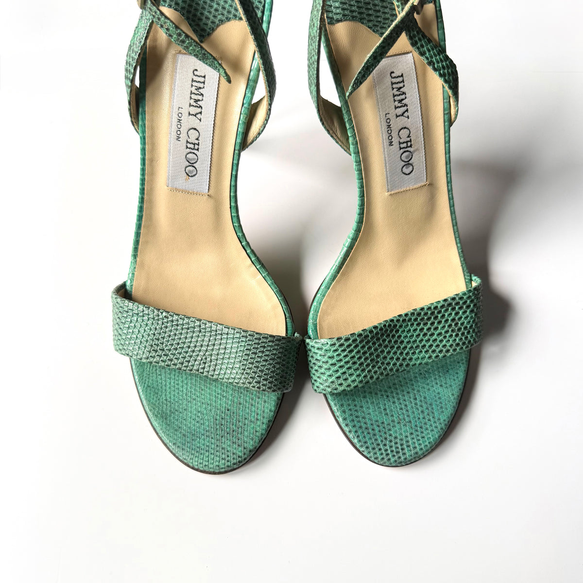 Vintage Jimmy Choo Turquoise Slingback Sandal Heels (37.5)