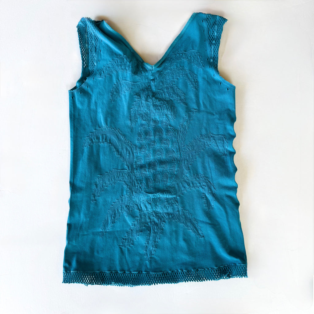Vintage Cavalli Turqoise Mesh Embossed Tank Top