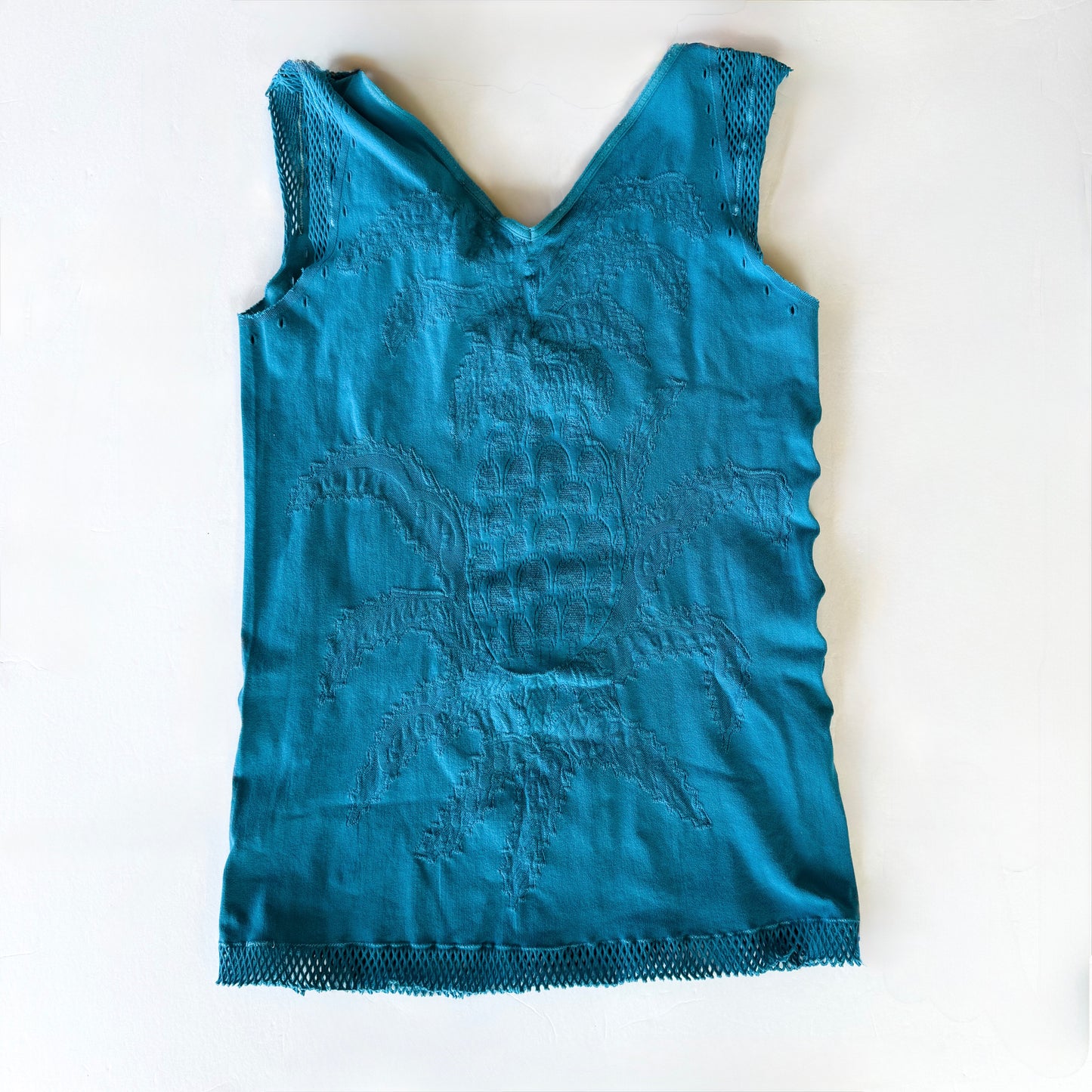 Vintage Cavalli Turqoise Mesh Embossed Tank Top