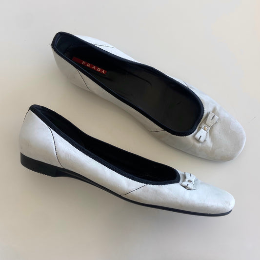 Prada White Ballet Flats