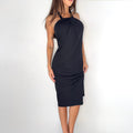 Diane Von Furstenberg Black Halter Midi Dress