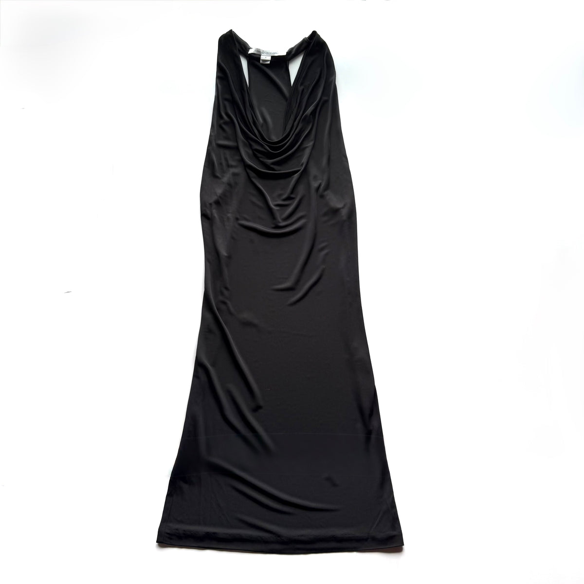 Vintage Diane Von Furstenberg Black Draped Midi Dress