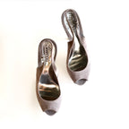 Vintage Gucci Purple Suede Peep Toe Platform Slingback Heels