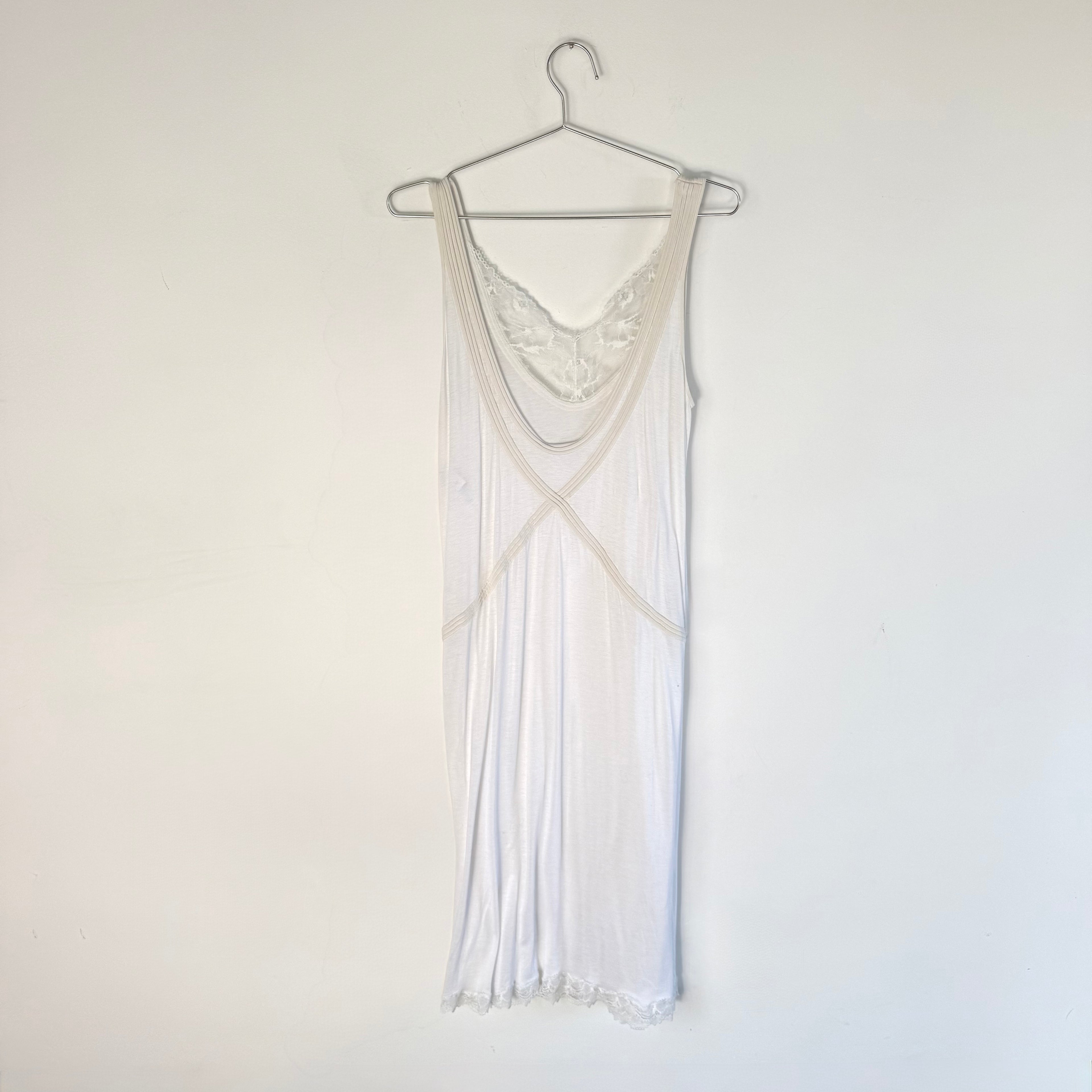 Vintage La Perla White Lace Midi Slip Dress