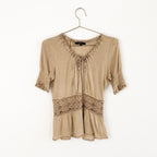 Vintage Gucci Lace Tie Front Knit Top