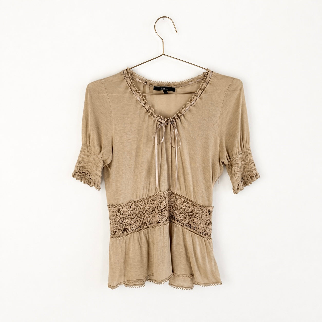 Vintage Gucci Lace Tie Front Knit Top