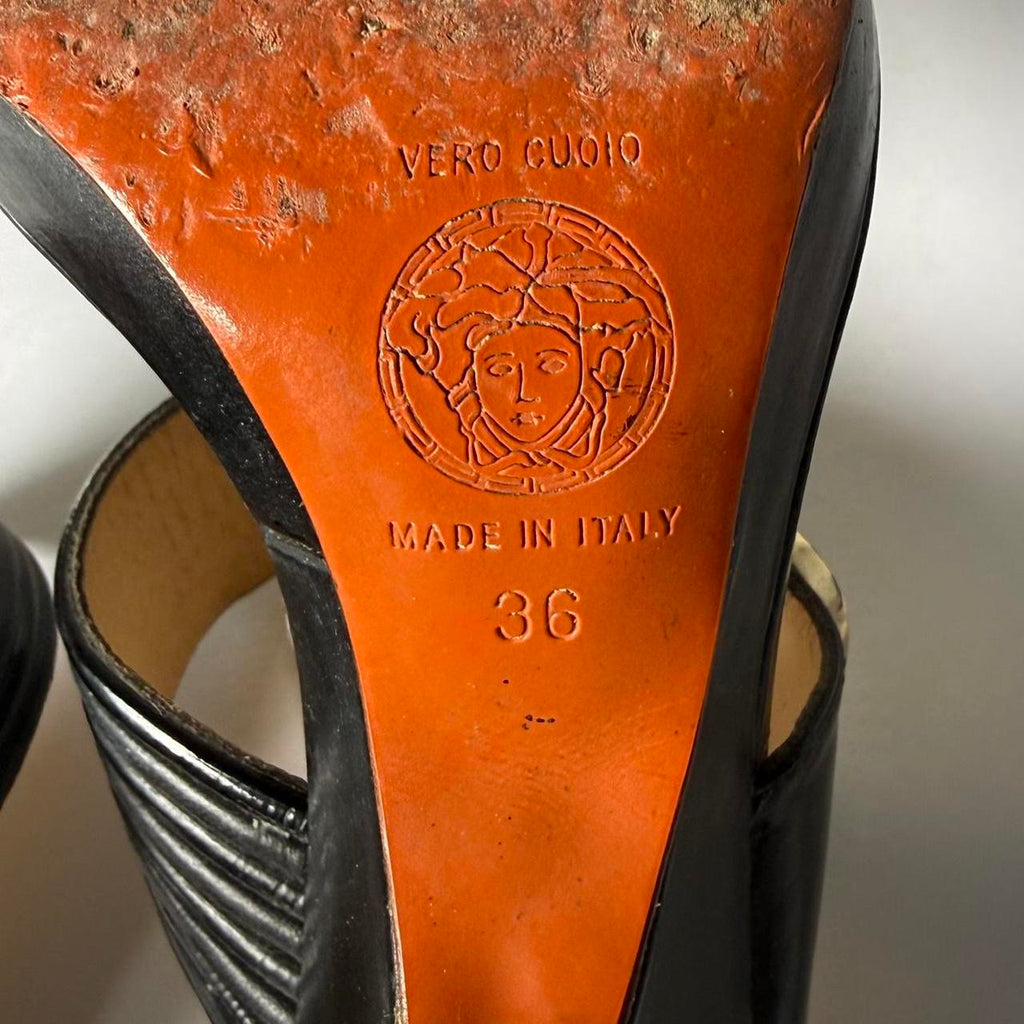Vintage Versace Wedge Sandal Heels (36)