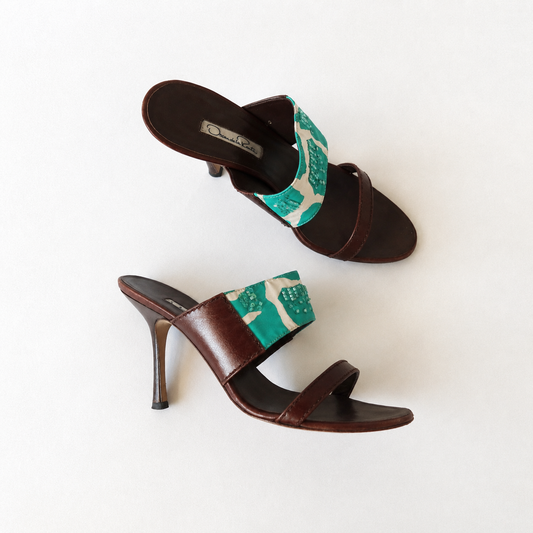 Oscar De La Renta Beaded Sandal Heels (40)