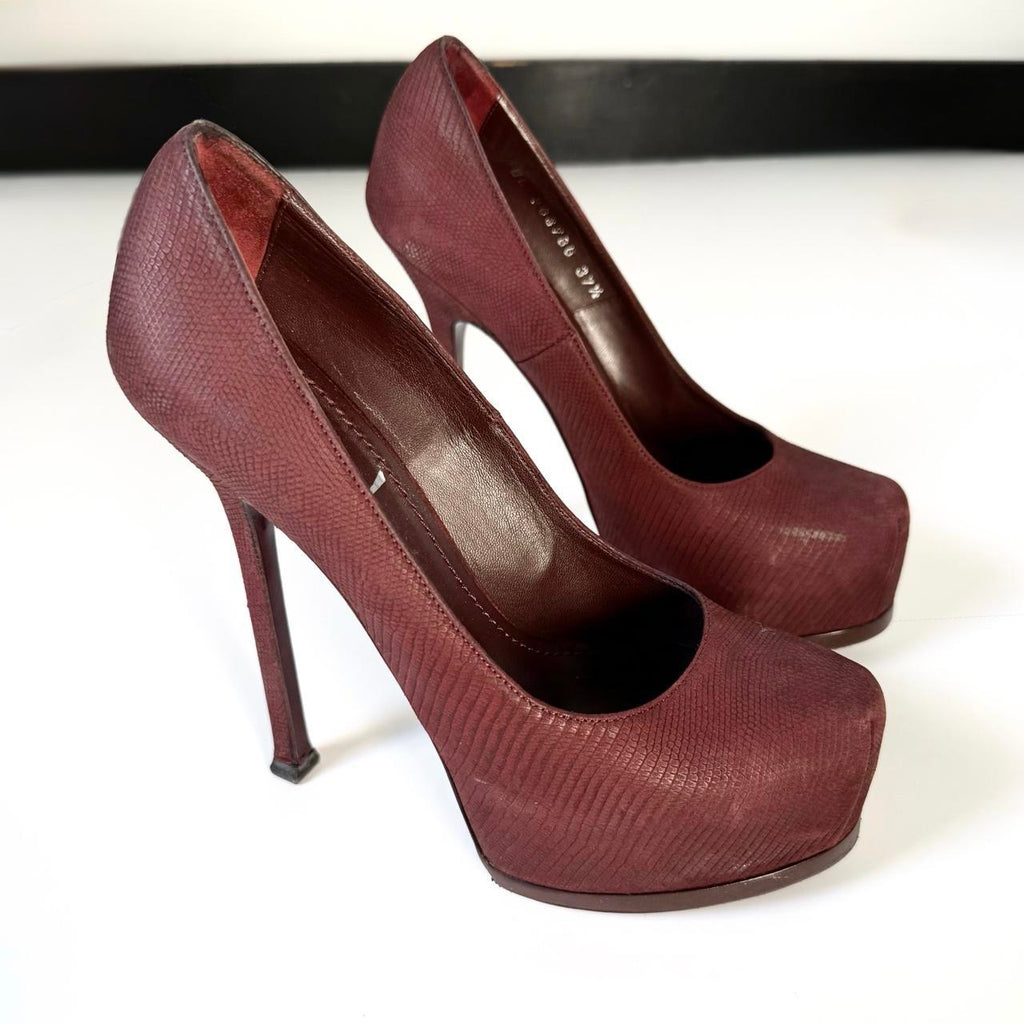YSL Burgundy Platform Heels (37.5)