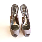 Vintage Gucci Purple Suede Peep Toe Platform Slingback Heels