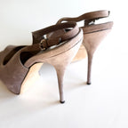 Vintage Gucci Purple Suede Peep Toe Platform Slingback Heels
