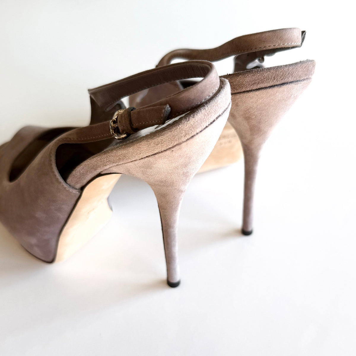 Vintage Gucci Purple Suede Peep Toe Platform Slingback Heels