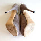 Vintage Gucci Purple Suede Peep Toe Platform Slingback Heels