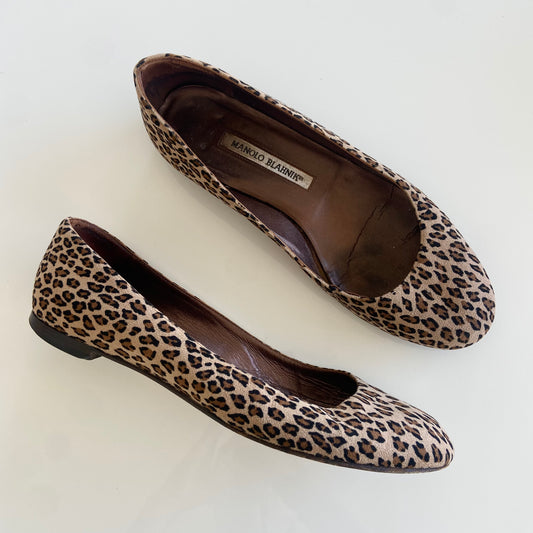 Manolo Blahnik Leopard Ballet Flats