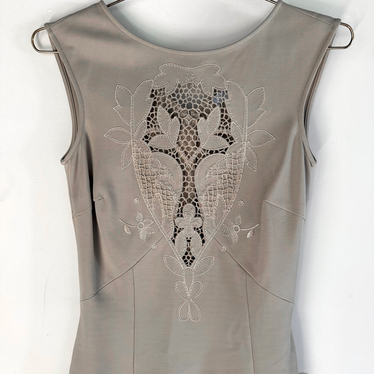 Blumarine Embroidered Lace Cut Out Midi Dress