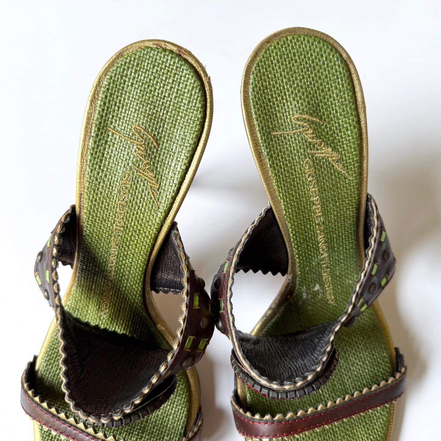 Vintage Giuseppe Zanotti Jeweled Leather Mule Sandal Heels (36)