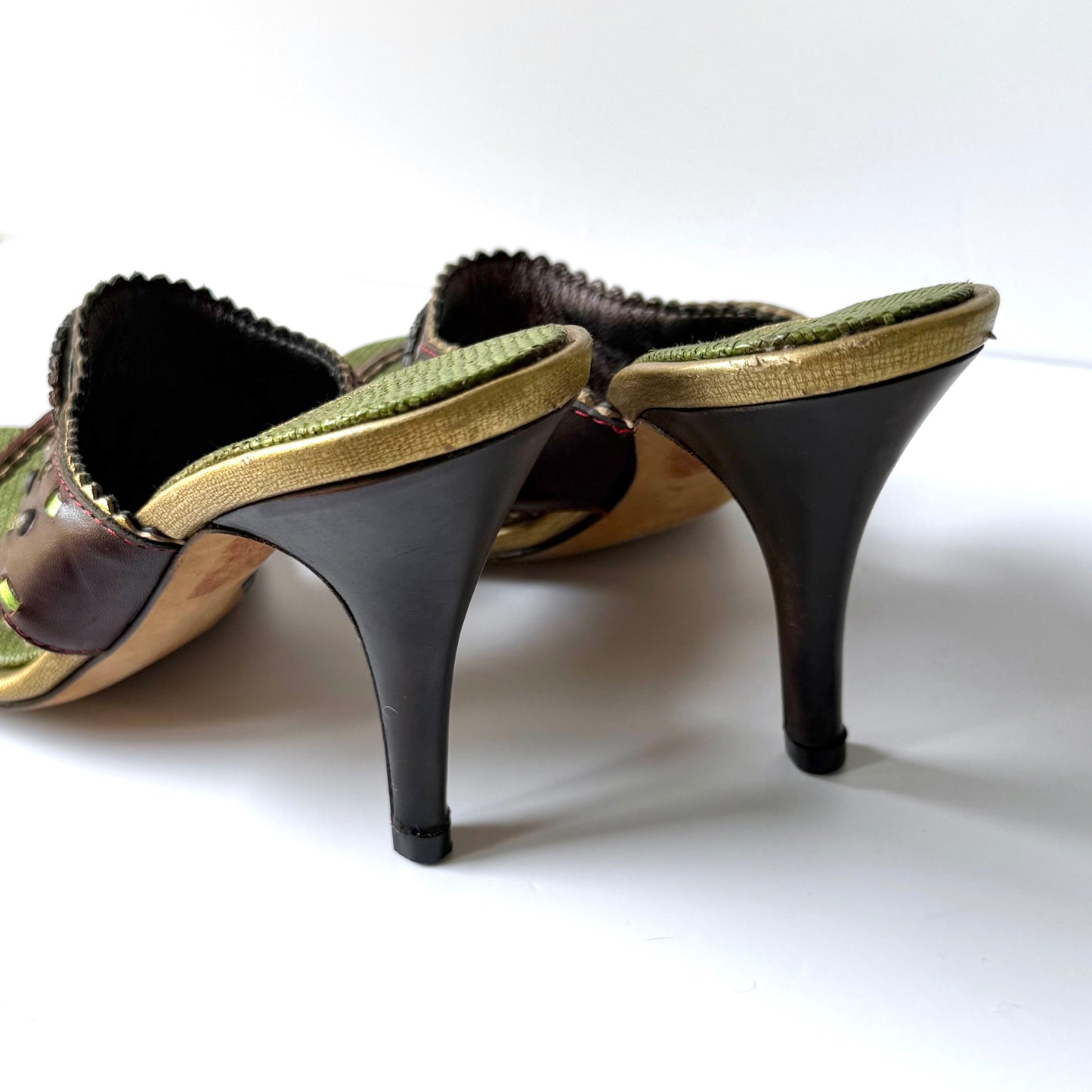Vintage Giuseppe Zanotti Jeweled Leather Mule Sandal Heels (36)
