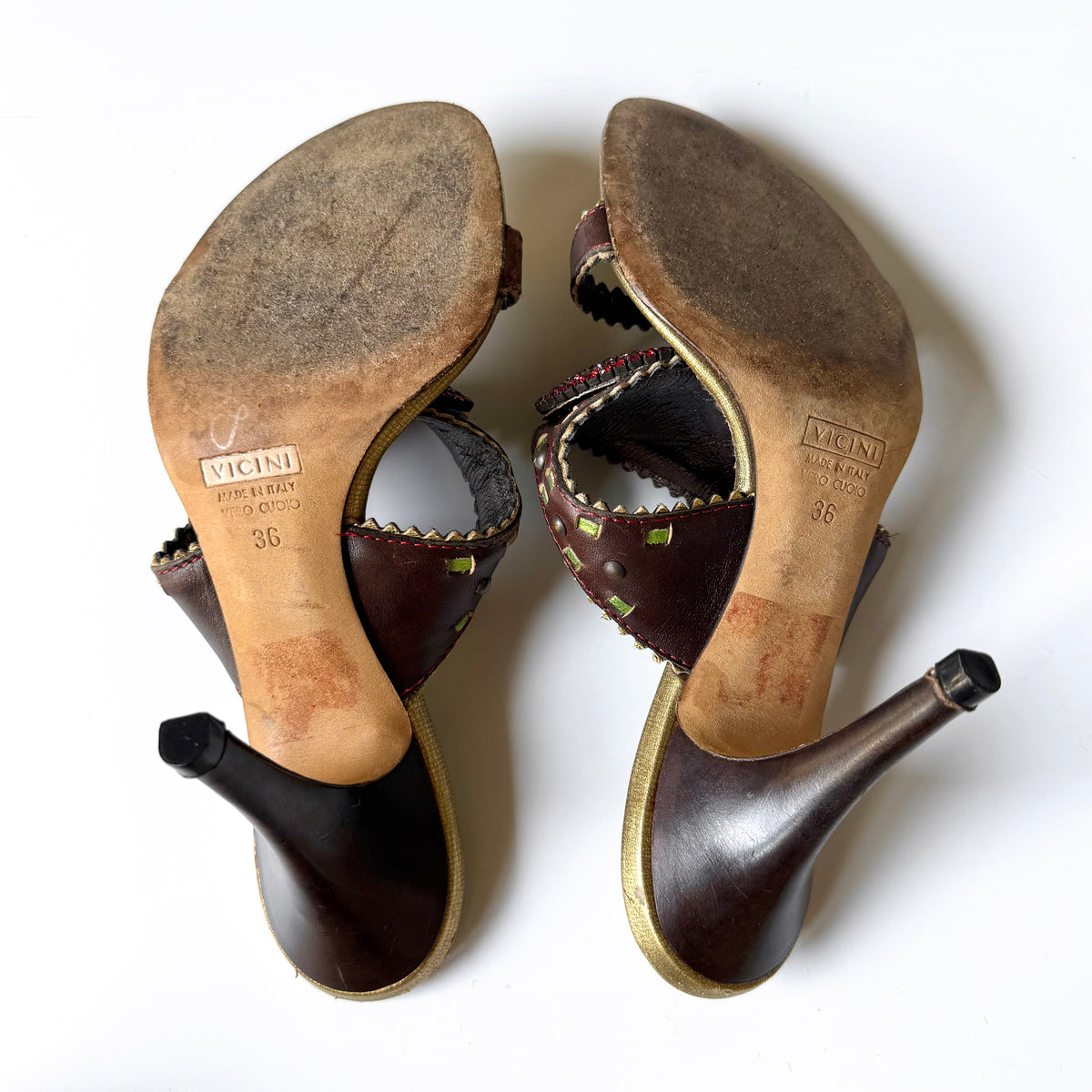 Vintage Giuseppe Zanotti Jeweled Leather Mule Sandal Heels (36)