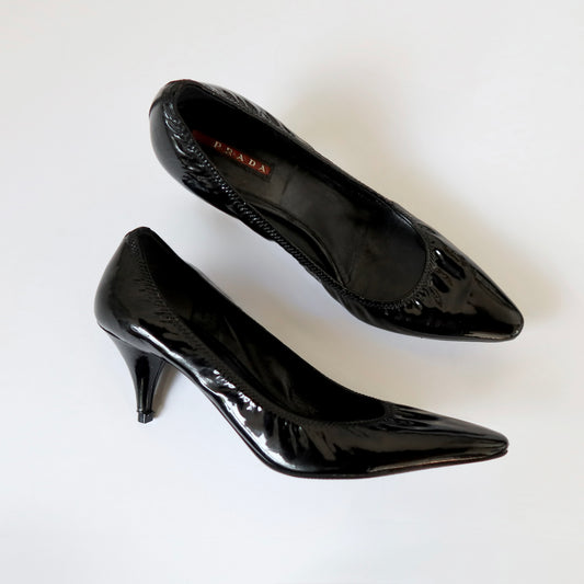 Prada Leather Kitten Heel Pumps