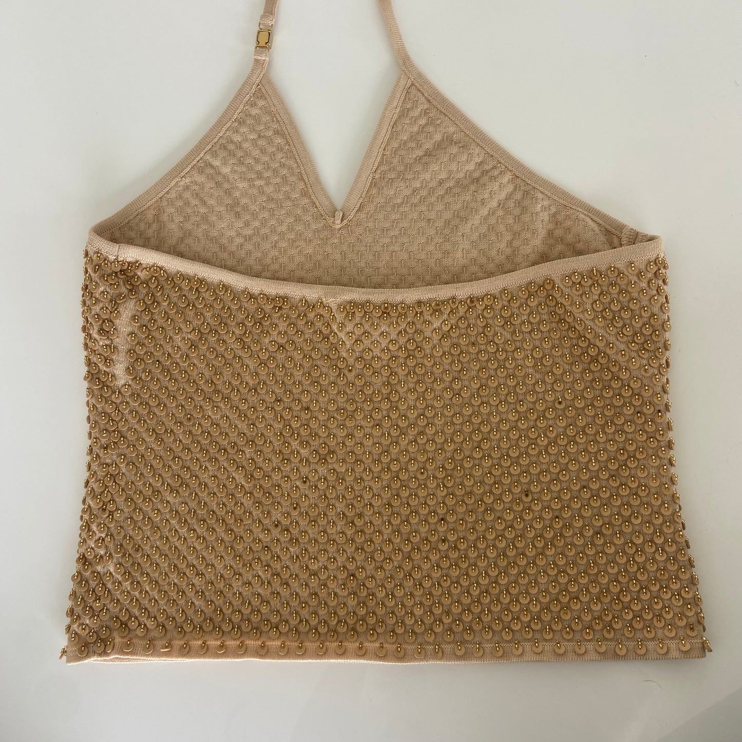 Escada Gold Beaded Halter Top