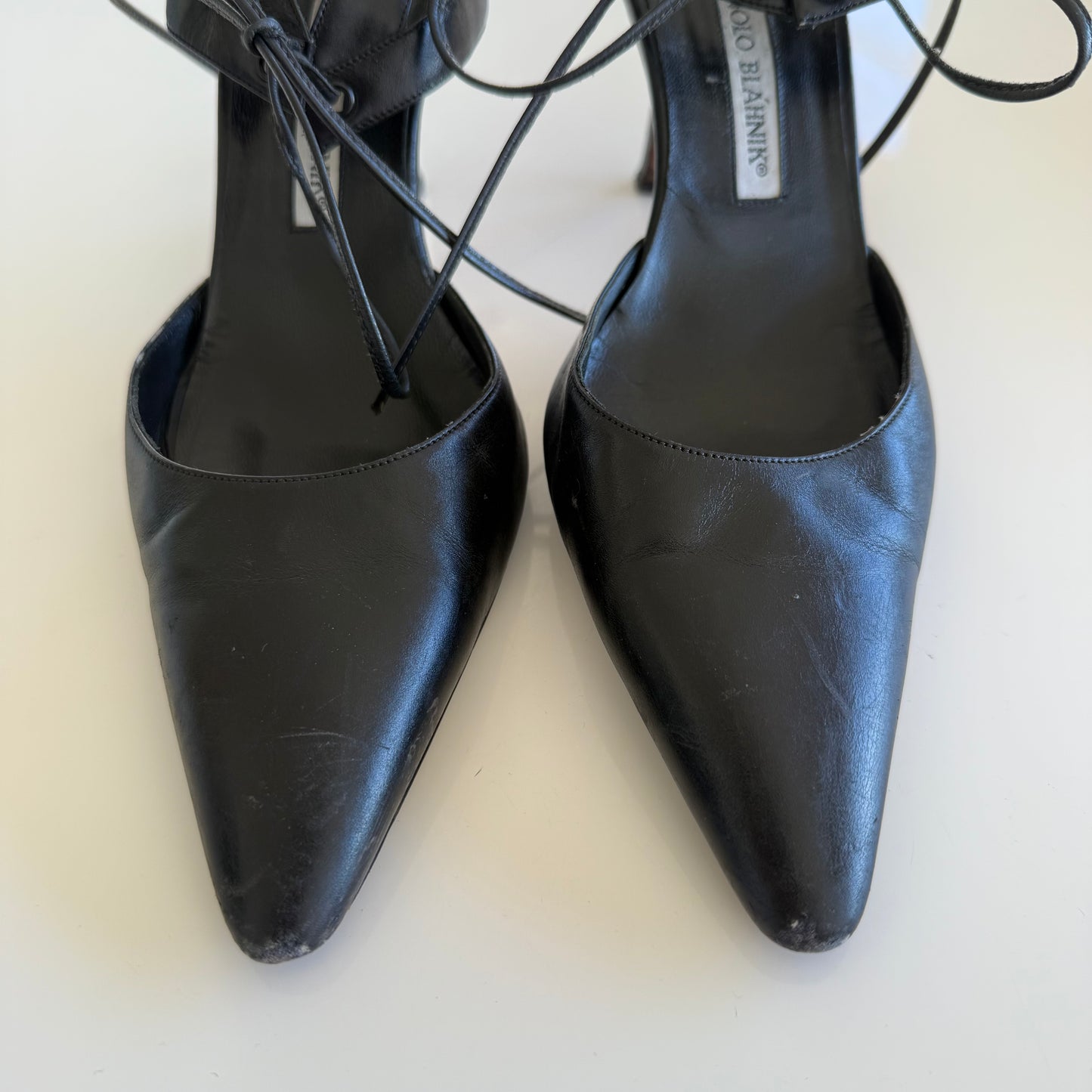 Manolo Blahnik Lace Up Pointed Toe Heels