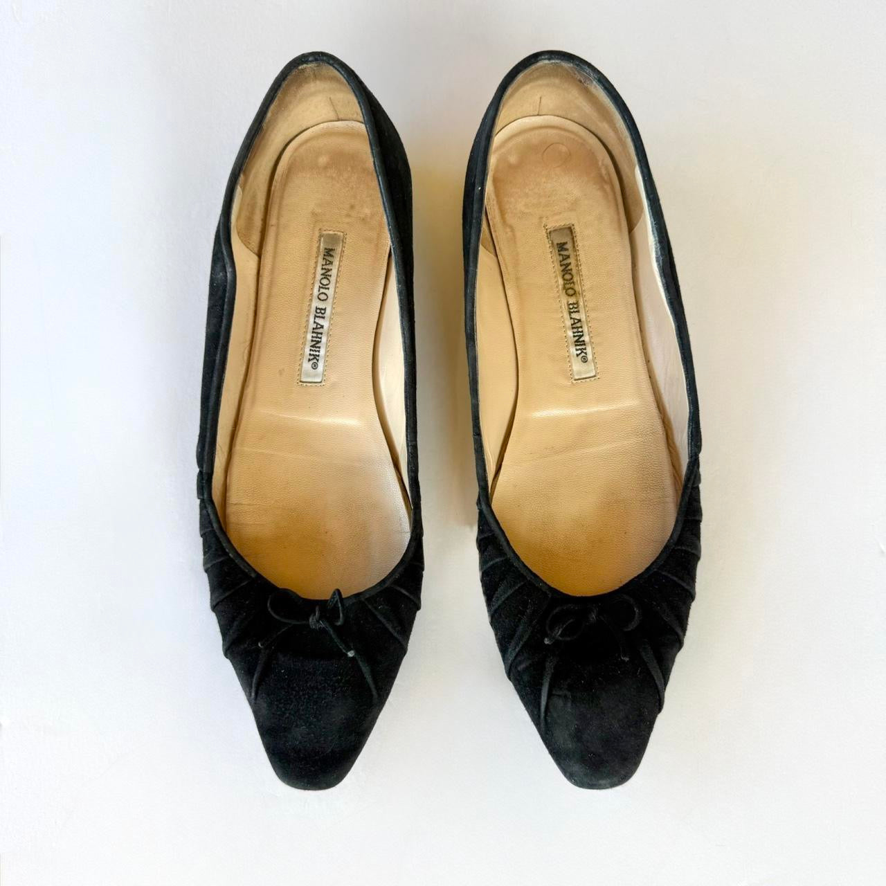 Vintage Manolo Blahnik Suede Flats (39.5)