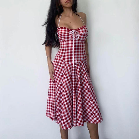 Betsey Johnson Red Gingham Halter Dress