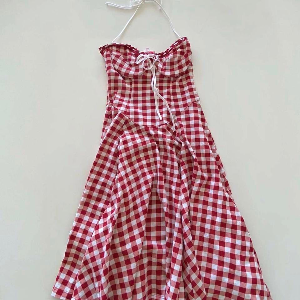 Betsey Johnson Red Gingham Halter Dress