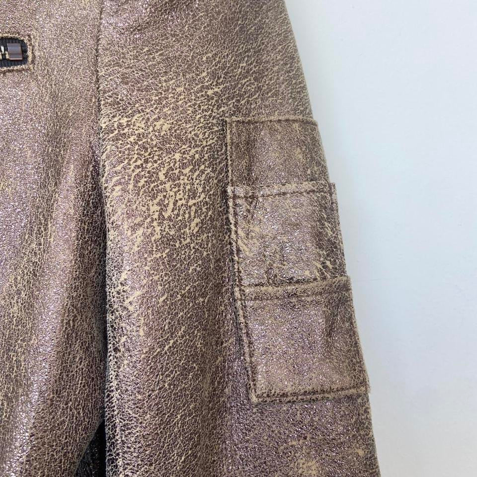 Distressed Leather Biker Jacket