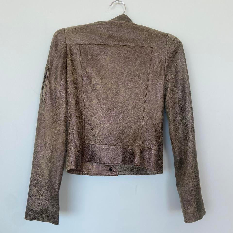 Distressed Leather Biker Jacket
