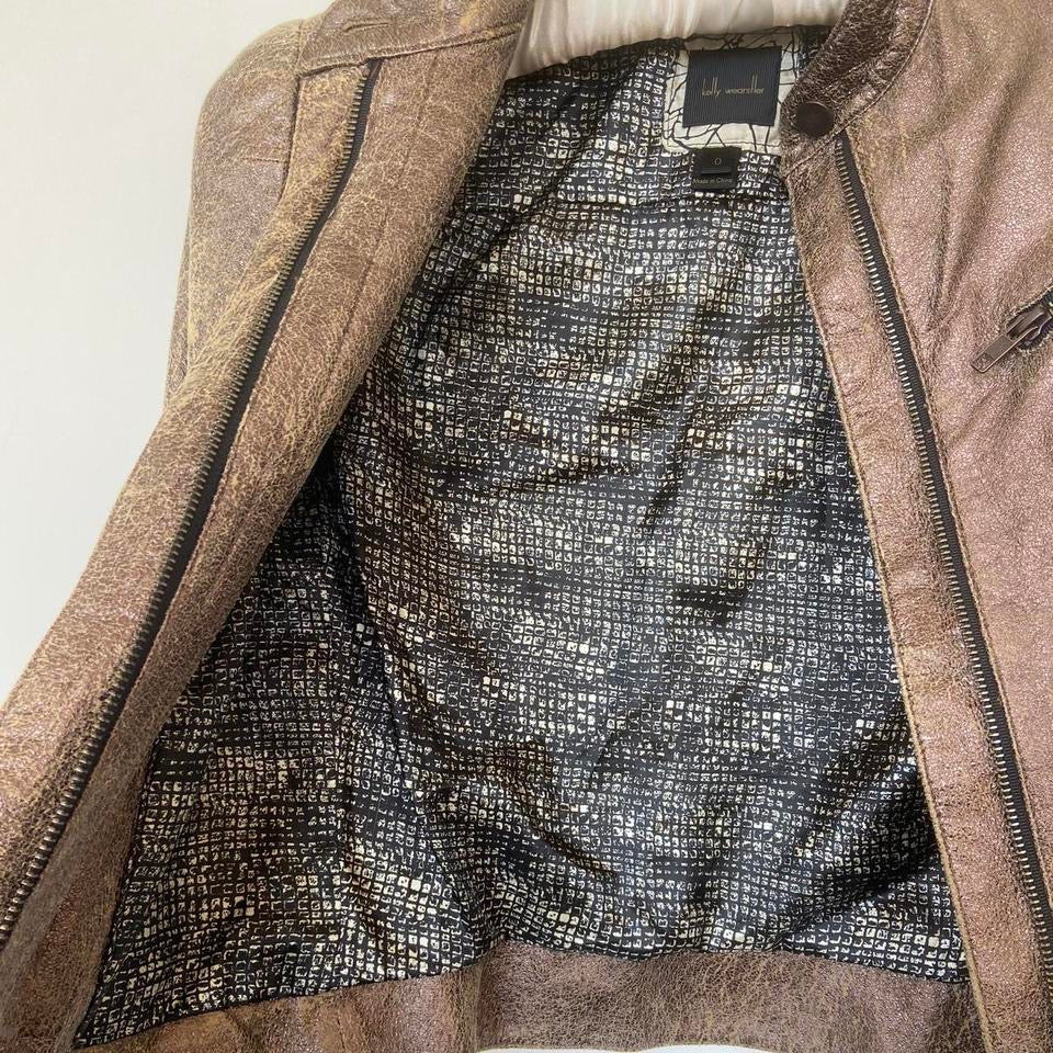 Distressed Leather Biker Jacket