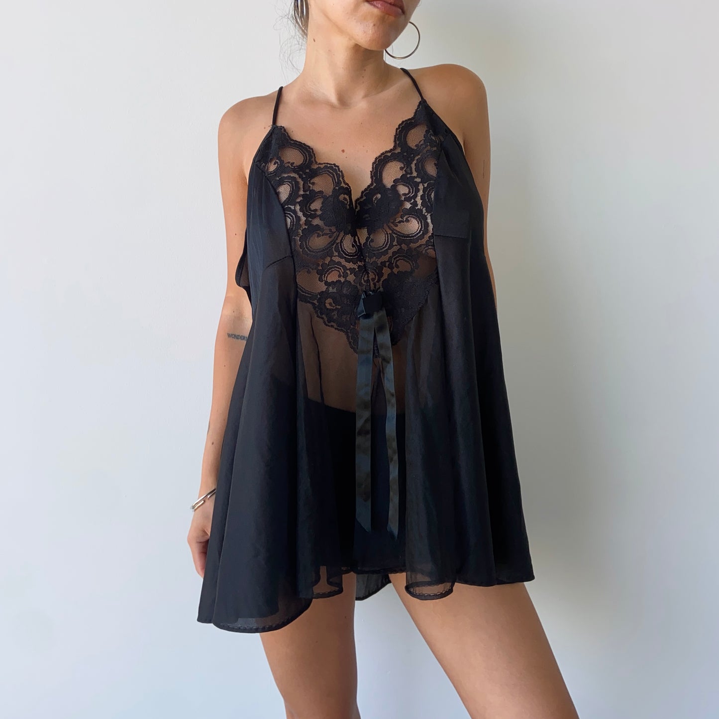 Vintage Black Slip Top