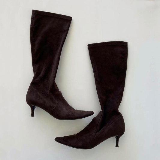 Chocolate Brown Kitten Heel Boots