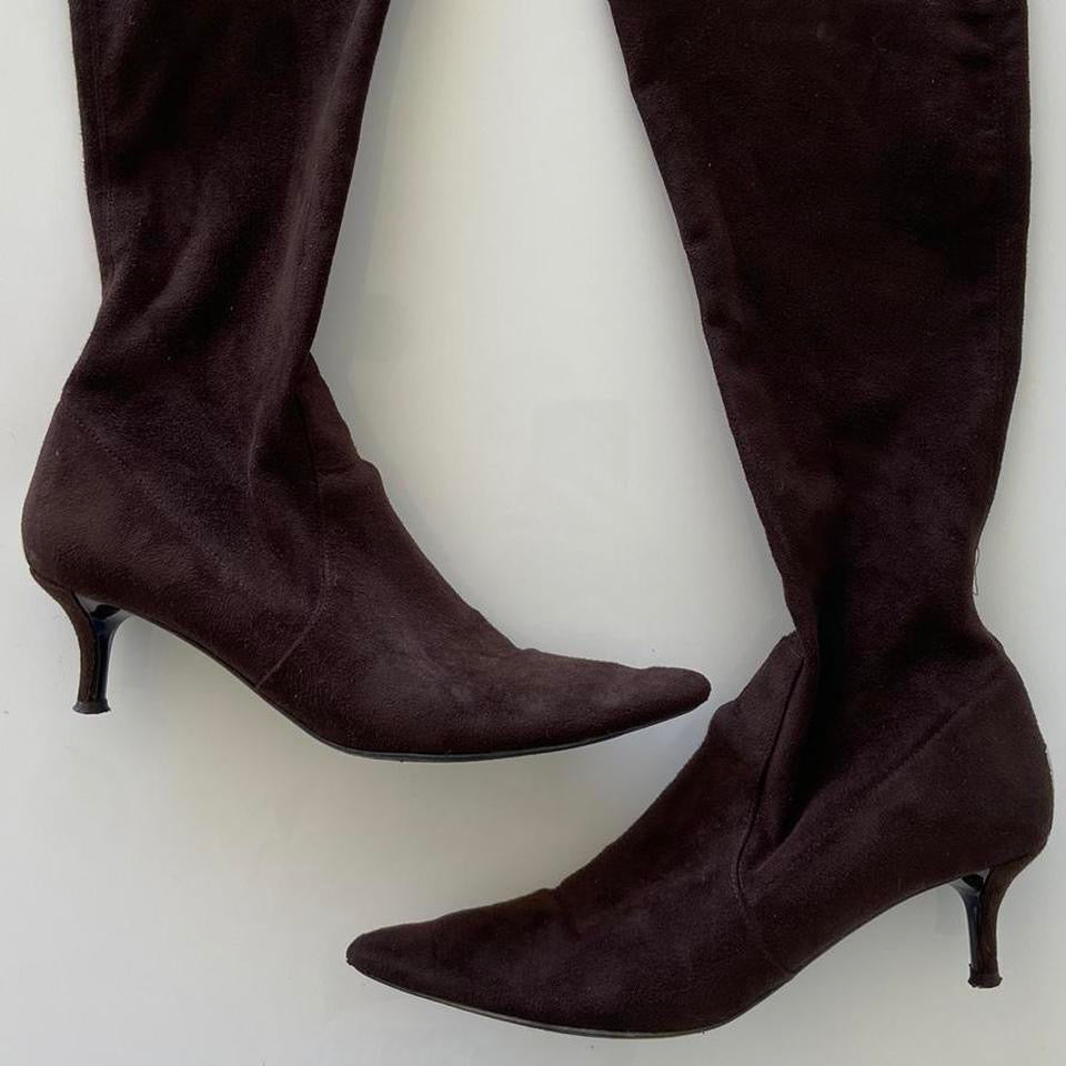 Chocolate Brown Kitten Heel Boots