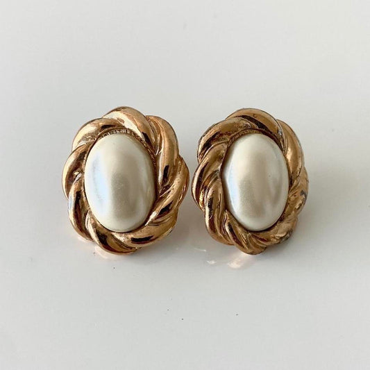 Vintage Gold Pearl Earrings