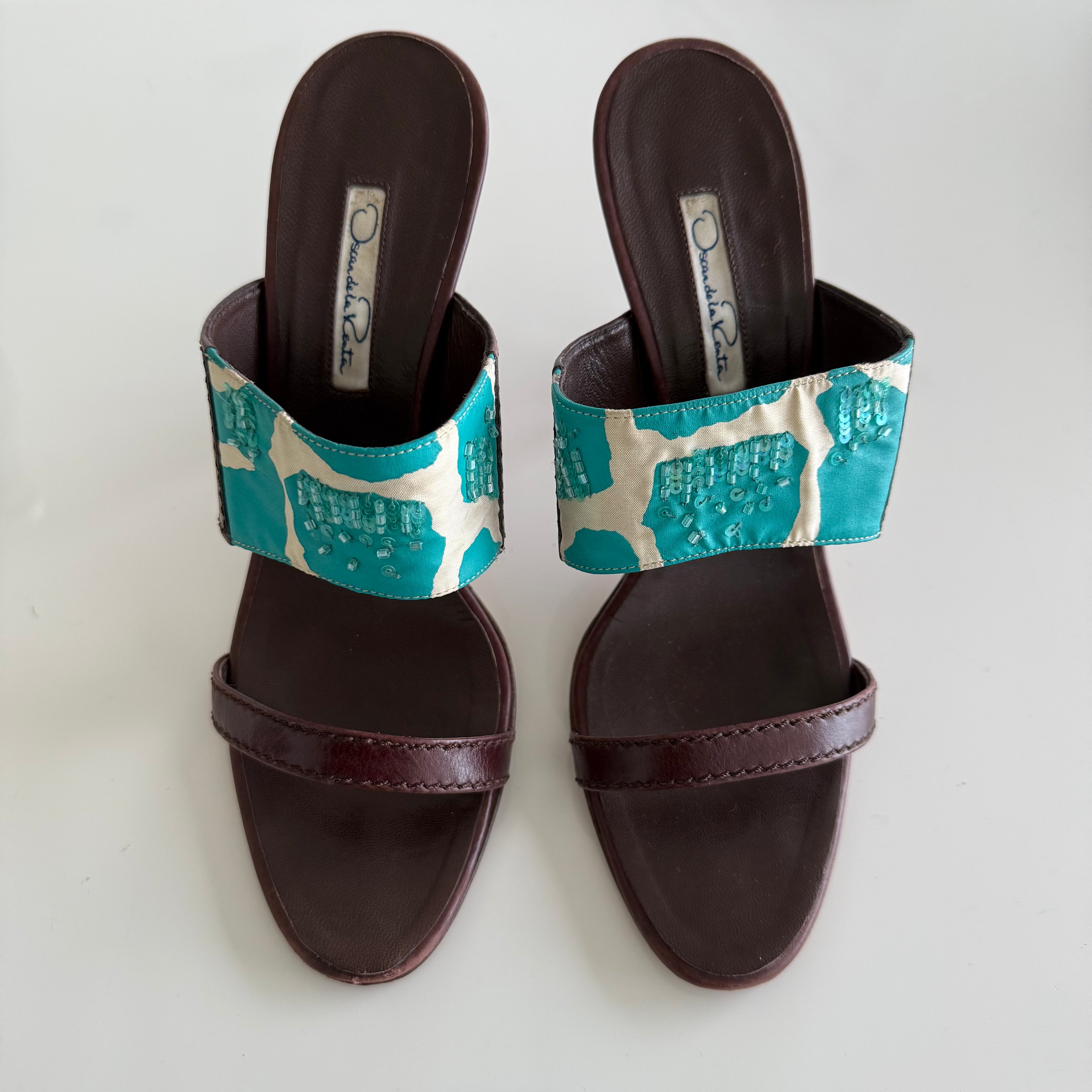 Oscar De La Renta Beaded Sandal Heels (40)
