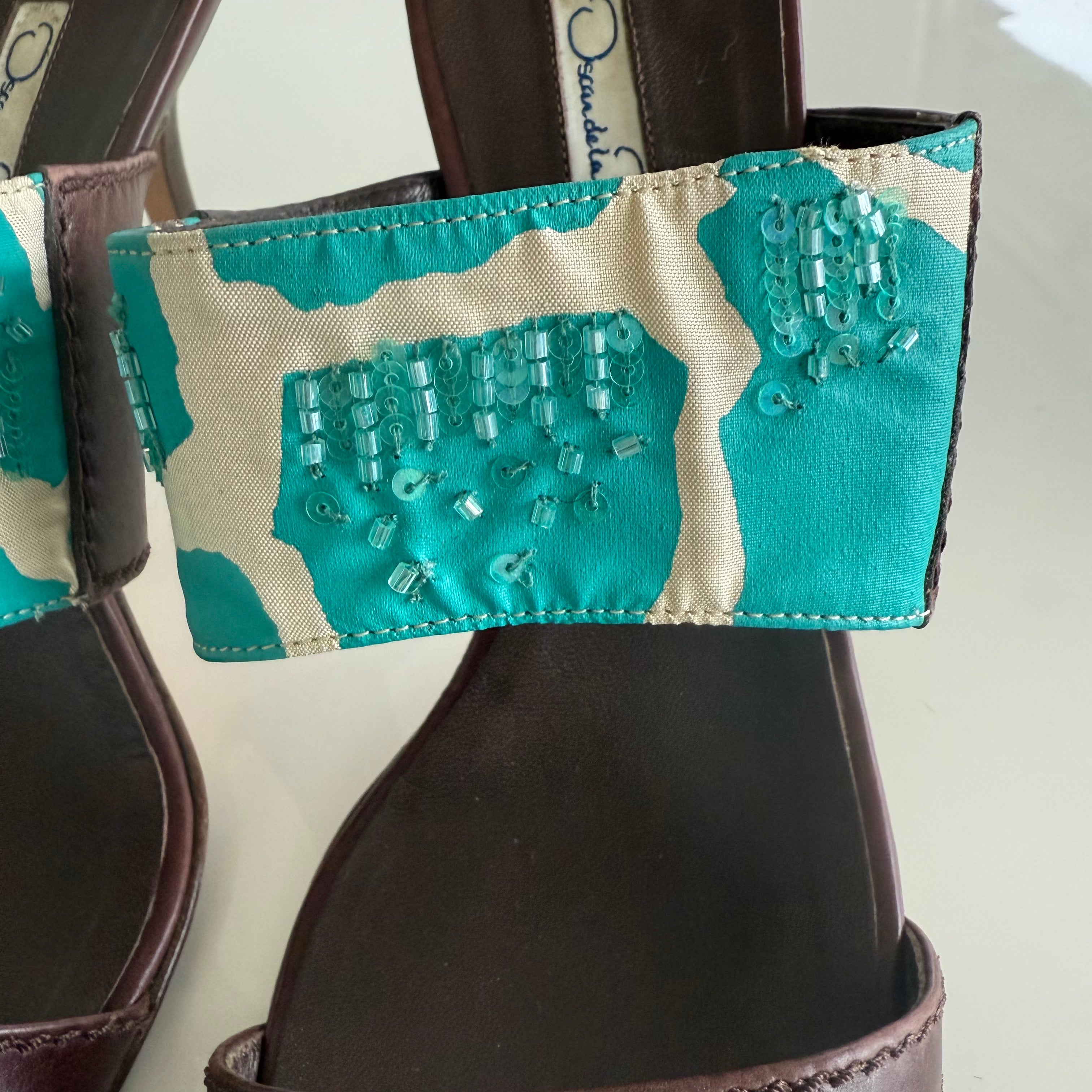 Oscar De La Renta Beaded Sandal Heels (40)