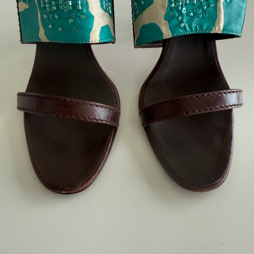 Oscar De La Renta Beaded Sandal Heels (40)