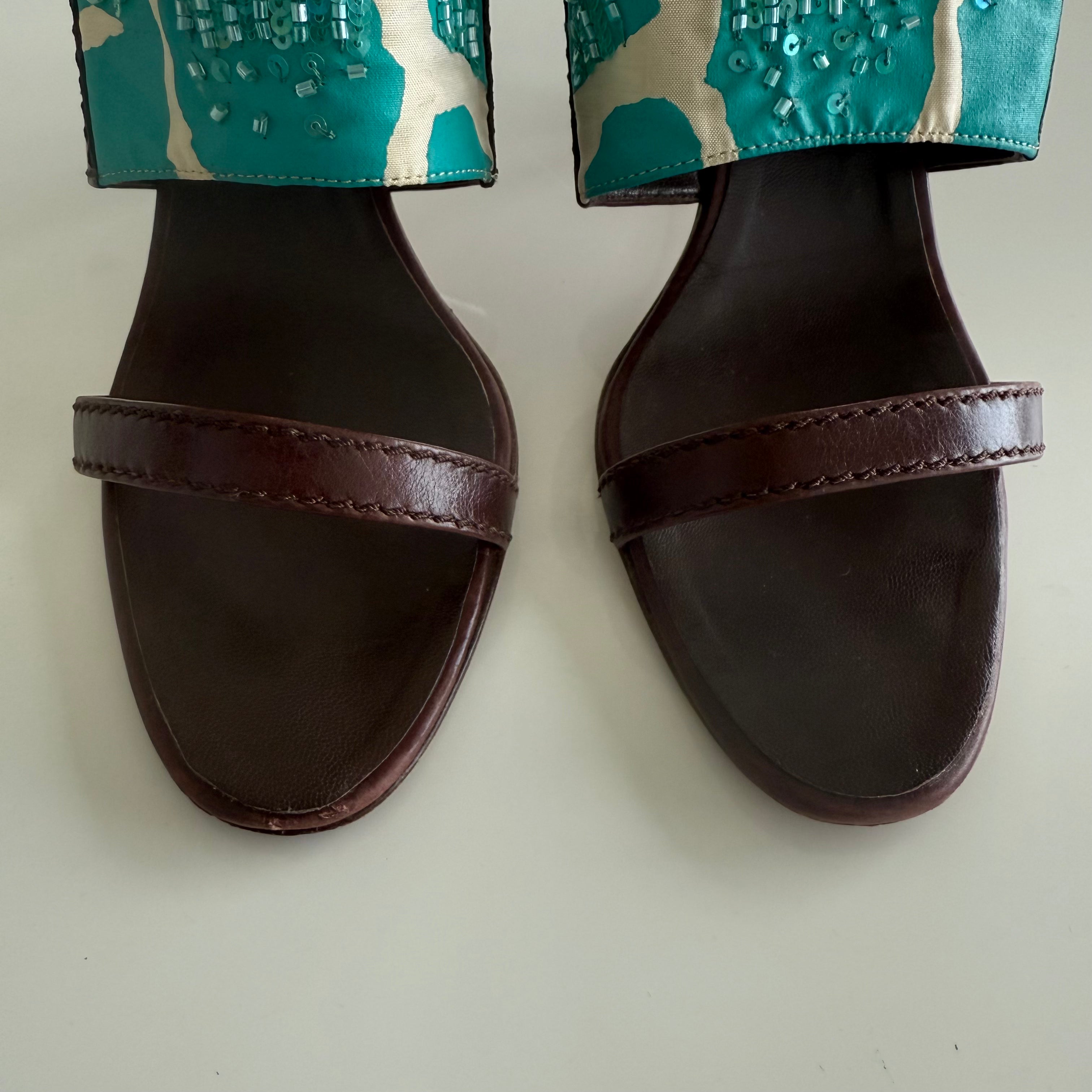 Oscar De La Renta Beaded Sandal Heels (40)
