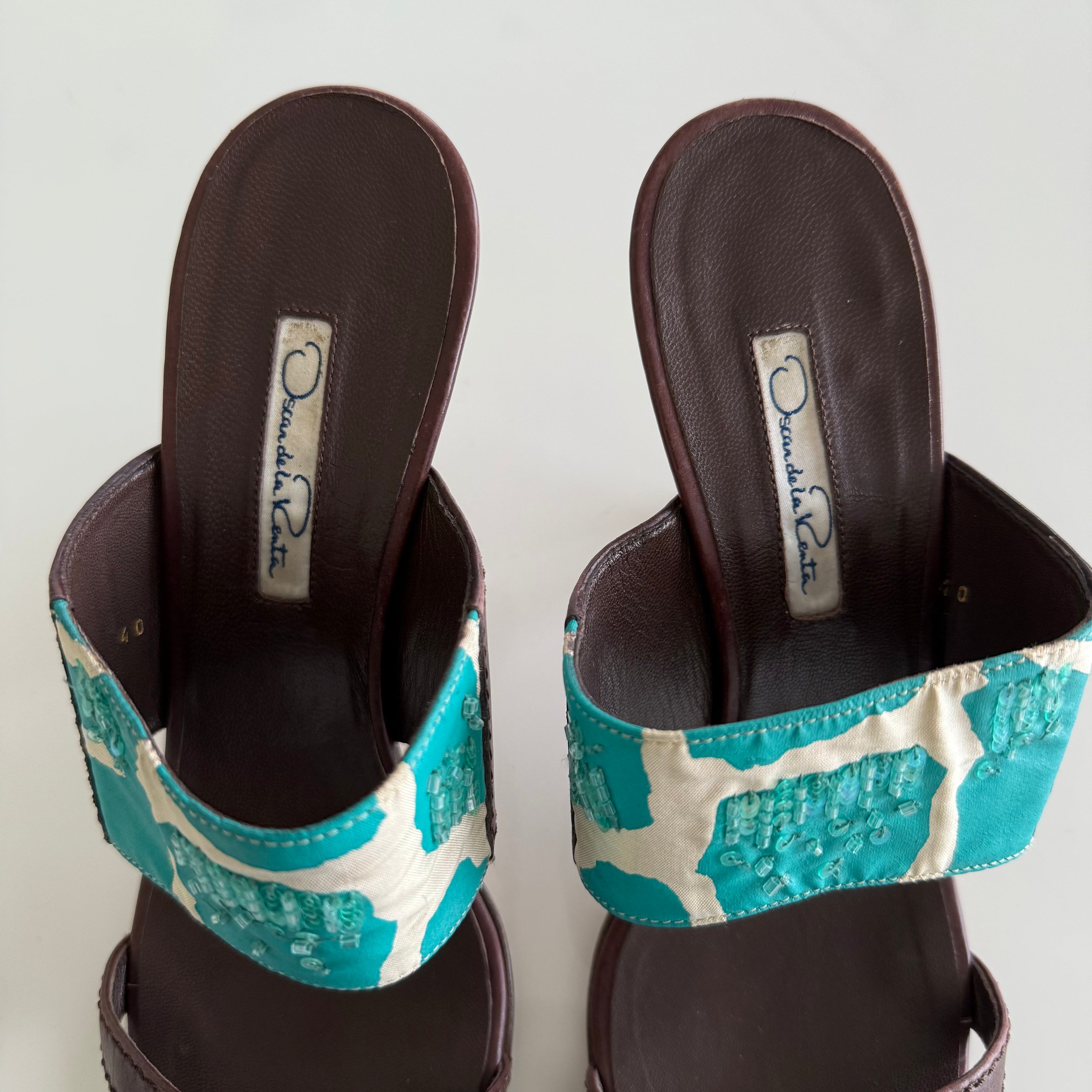 Oscar De La Renta Beaded Sandal Heels (40)