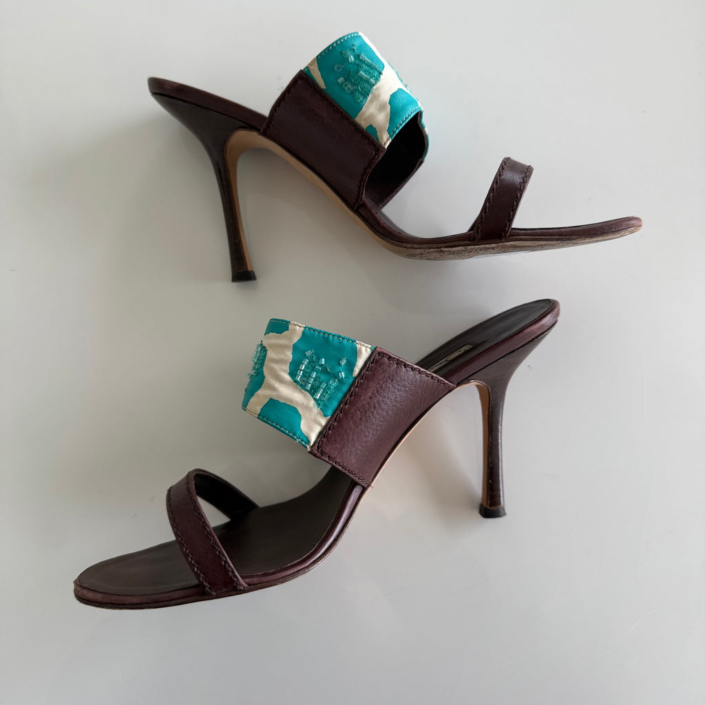 Oscar De La Renta Beaded Sandal Heels (40)