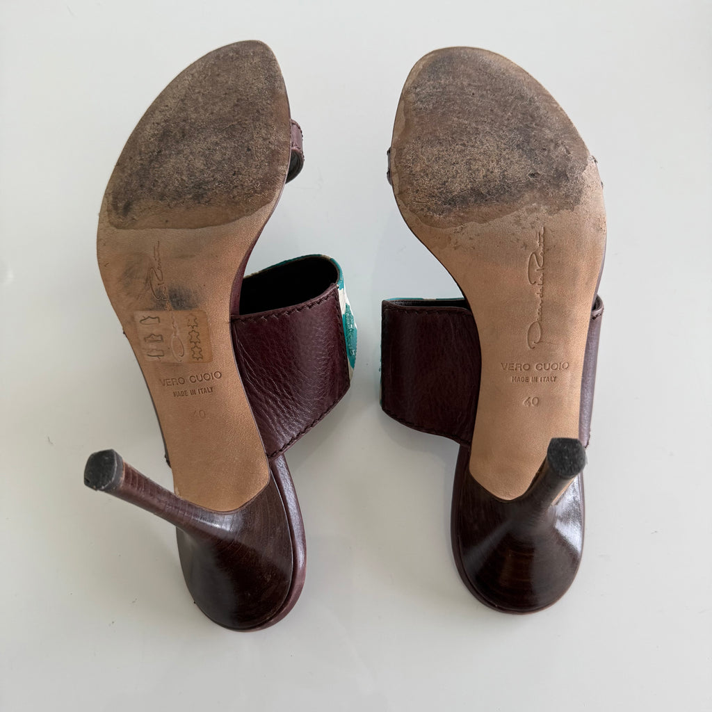 Oscar De La Renta Beaded Sandal Heels (40)